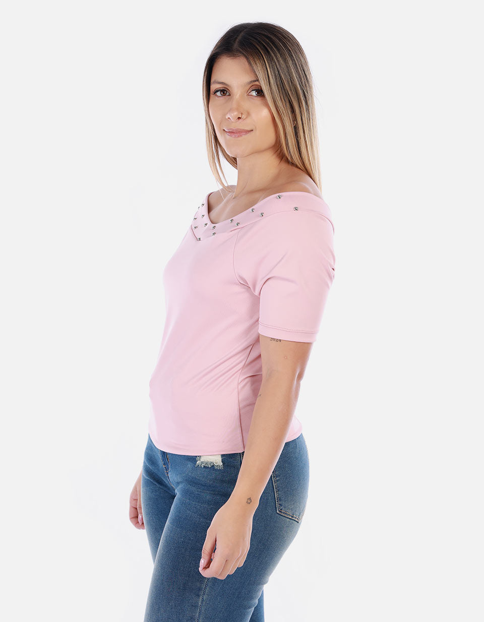 Blusa Manga corta con cuello Bandeja