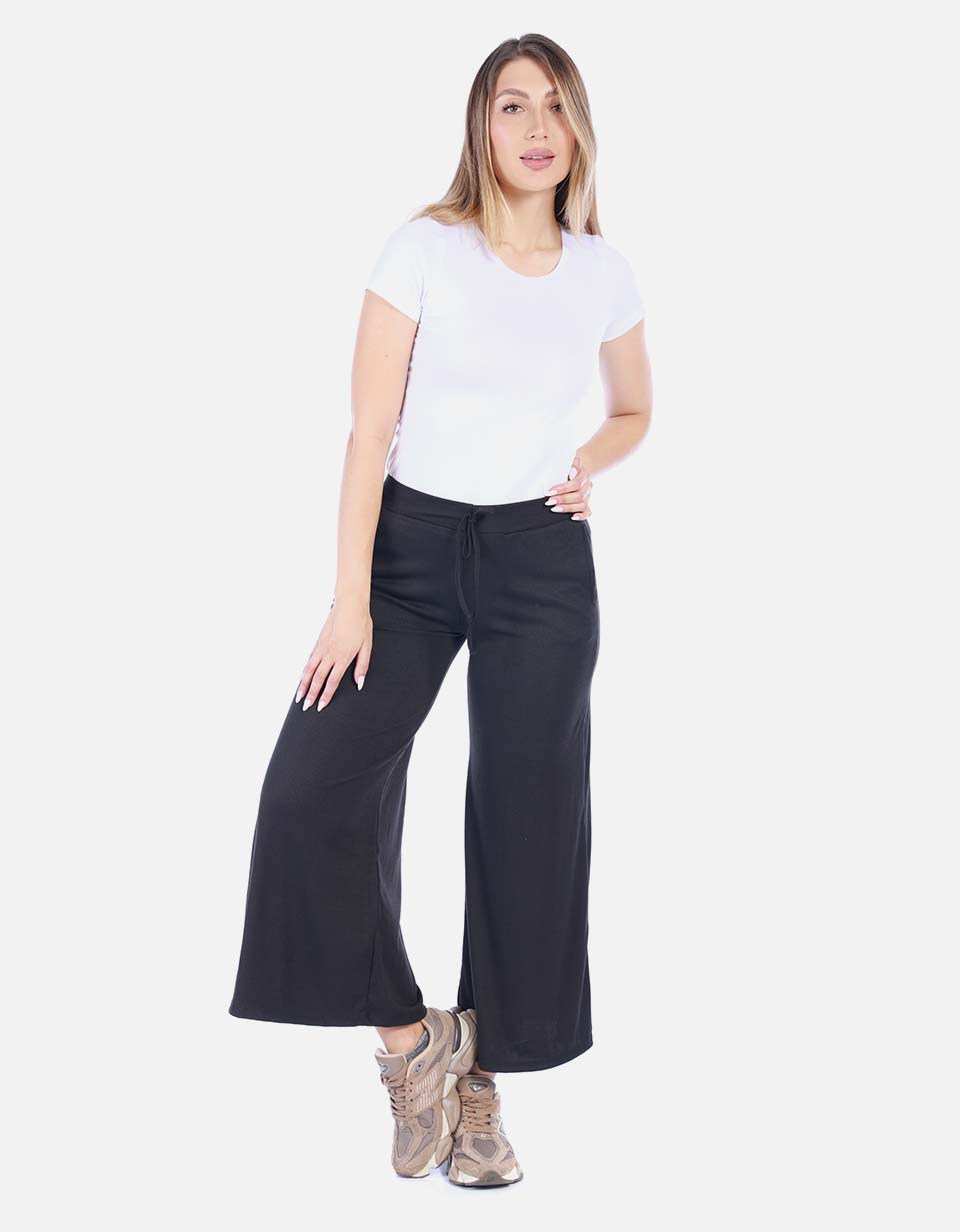 Pantalón Wide Leg Rib de Resorte