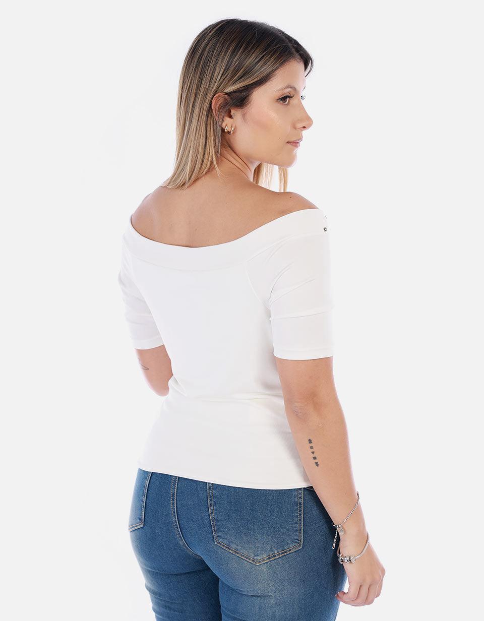 Blusa Manga corta con cuello Bandeja
