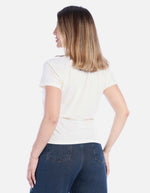 Camiseta Blanca Estampada de Algodón