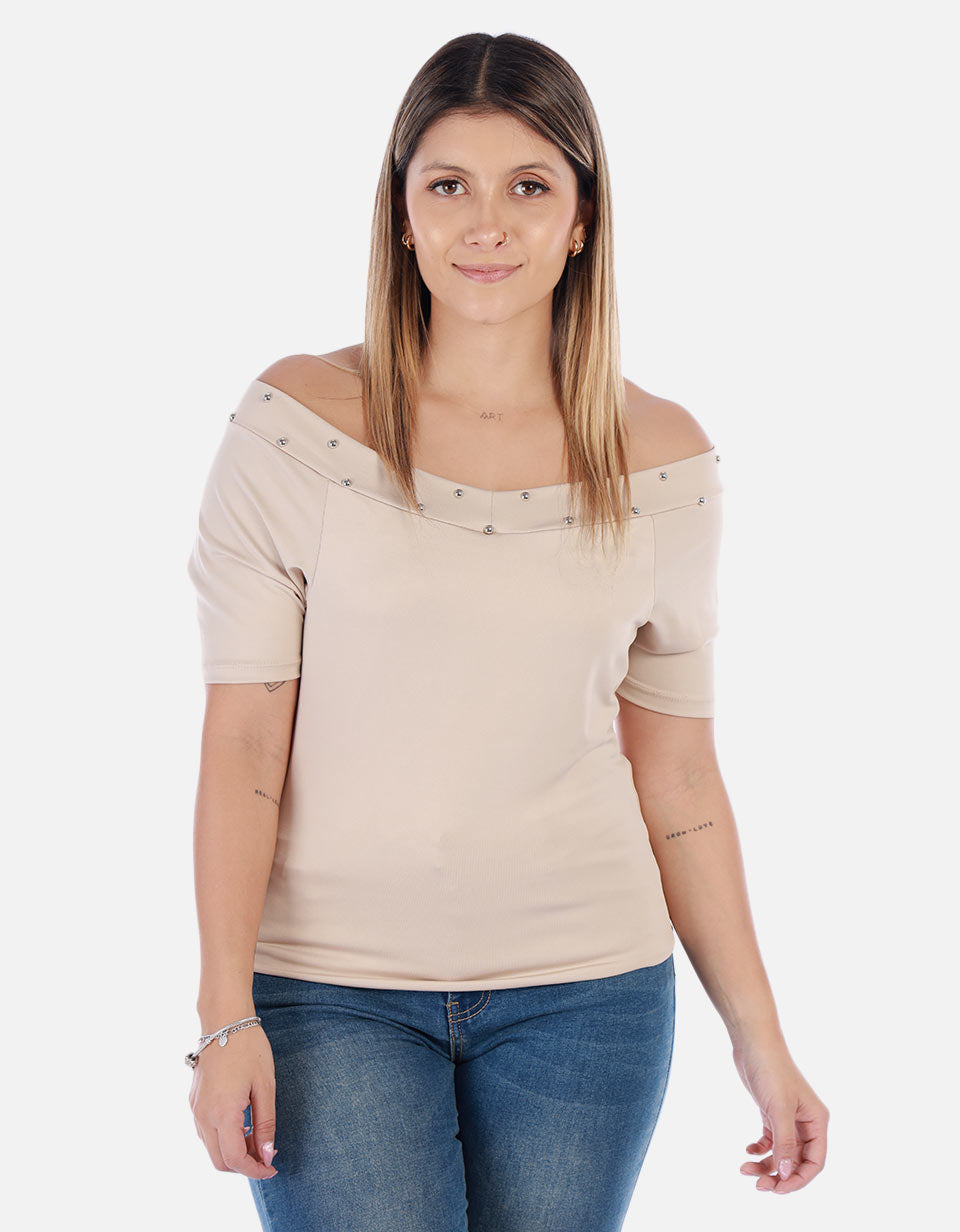 Blusa Manga corta con cuello Bandeja