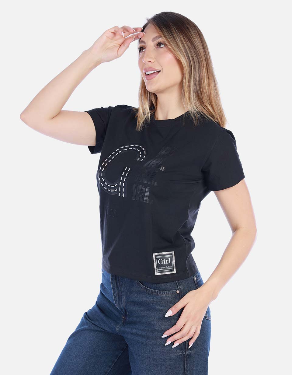 Camiseta Blanca Estampada de Algodón