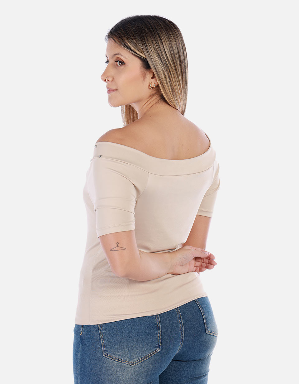 Blusa Manga corta con cuello Bandeja