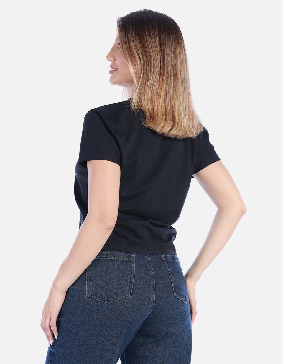 Camiseta Blanca Estampada de Algodón