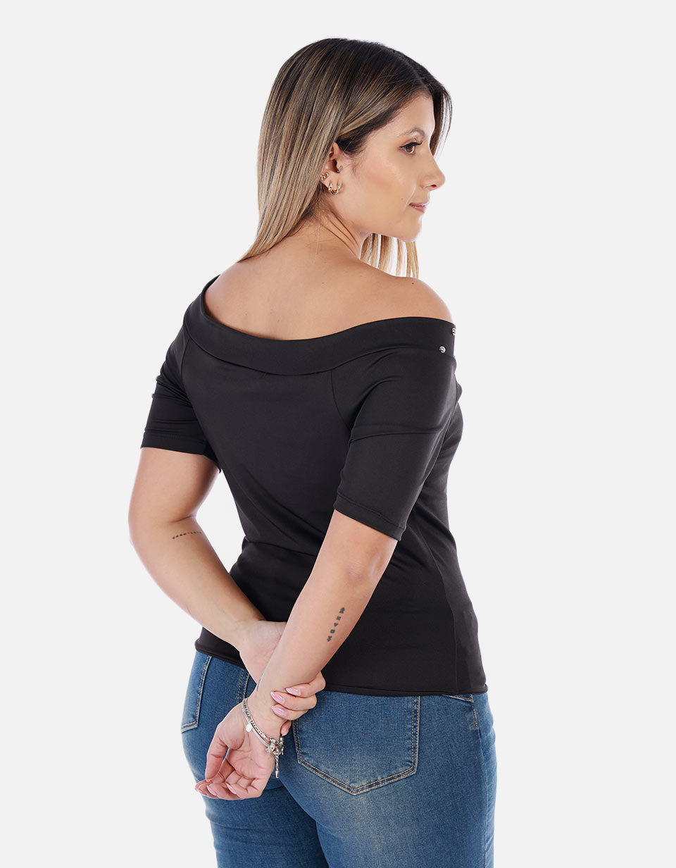 Blusa Manga corta con cuello Bandeja