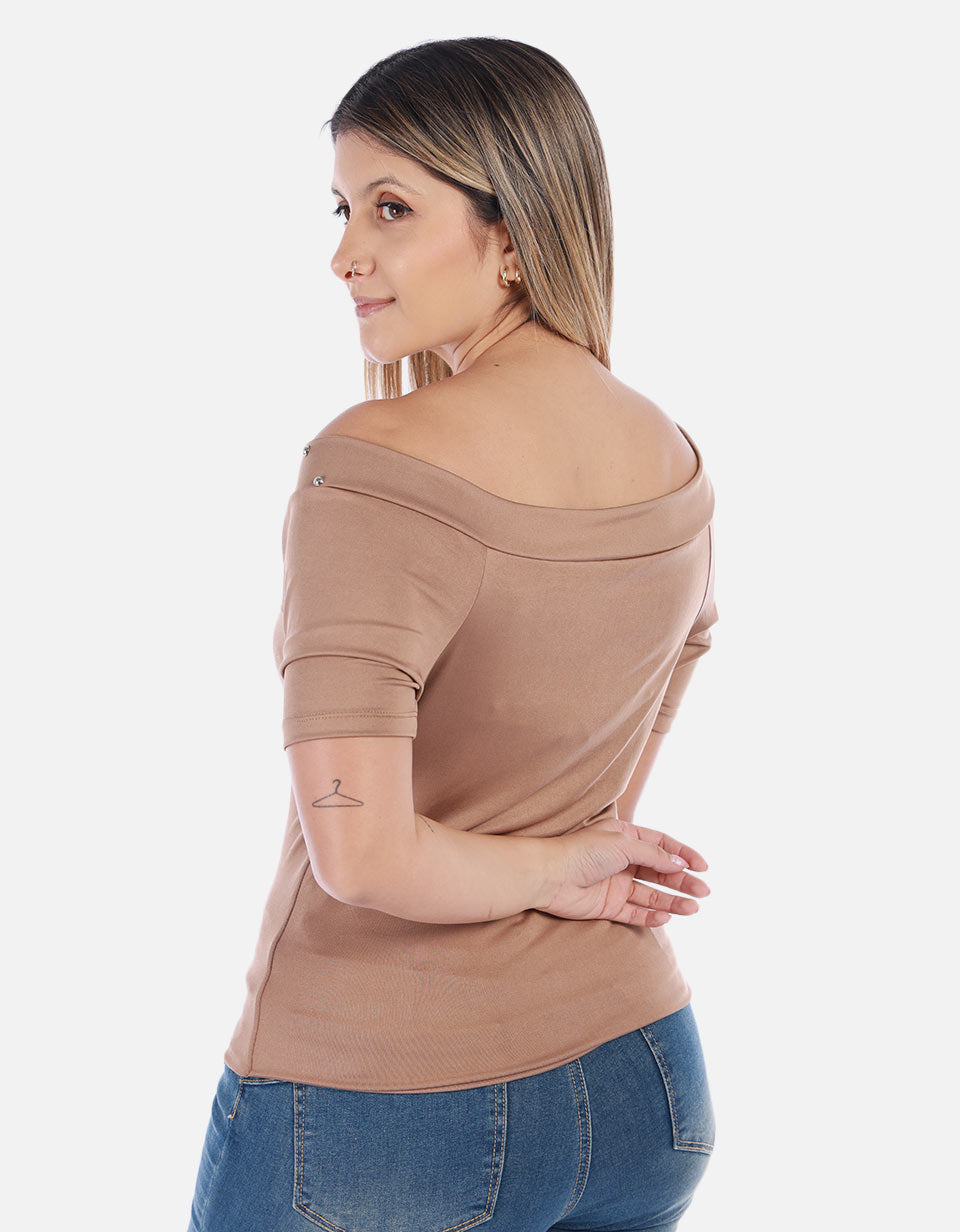 Blusa Manga corta con cuello Bandeja