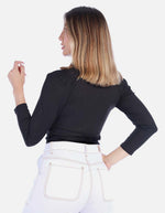 Blusa Manga Larga Texturizada Negra