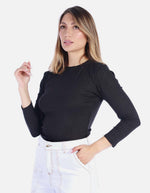 Blusa Manga Larga Texturizada Negra