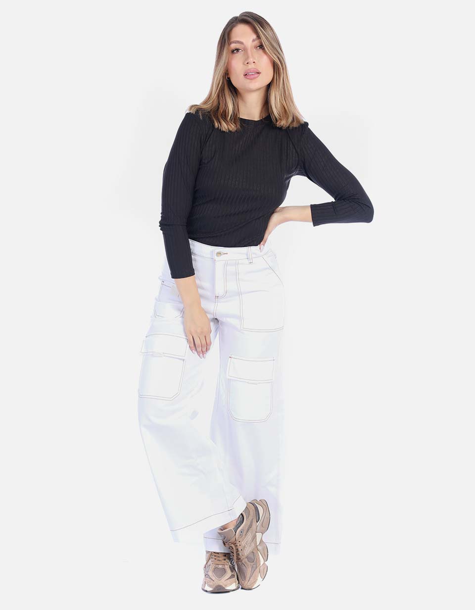 Blusa Manga Larga Texturizada Negra