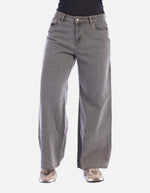 Jean Gris Rígido Wide Leg para Mujer