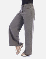 Jean Gris Rígido Wide Leg para Mujer