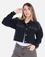 Chaqueta de Algodón Negra Corta Mujer