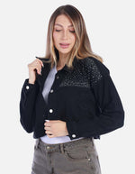 Chaqueta de Algodón Negra Corta Mujer