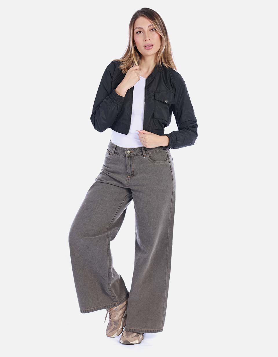 Chaqueta Bomber Liviana Negra Mujer