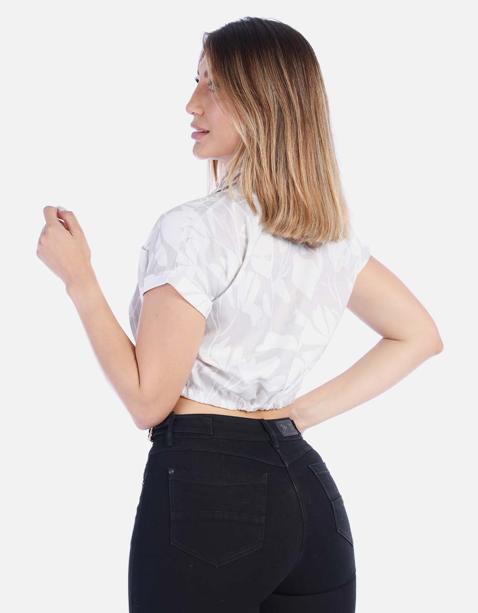 Blusa de Amarrar Manga Corta Blanca