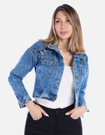 Chaqueta Jean Azul con Apliques Mujer