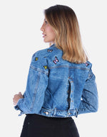 Chaqueta Jean Azul con Apliques Mujer