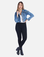 Chaqueta Jean Azul con Apliques Mujer