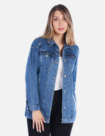 Chaqueta de Jean Larga con Tachas Mujer