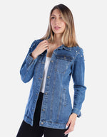 Chaqueta de Jean Larga con Tachas Mujer