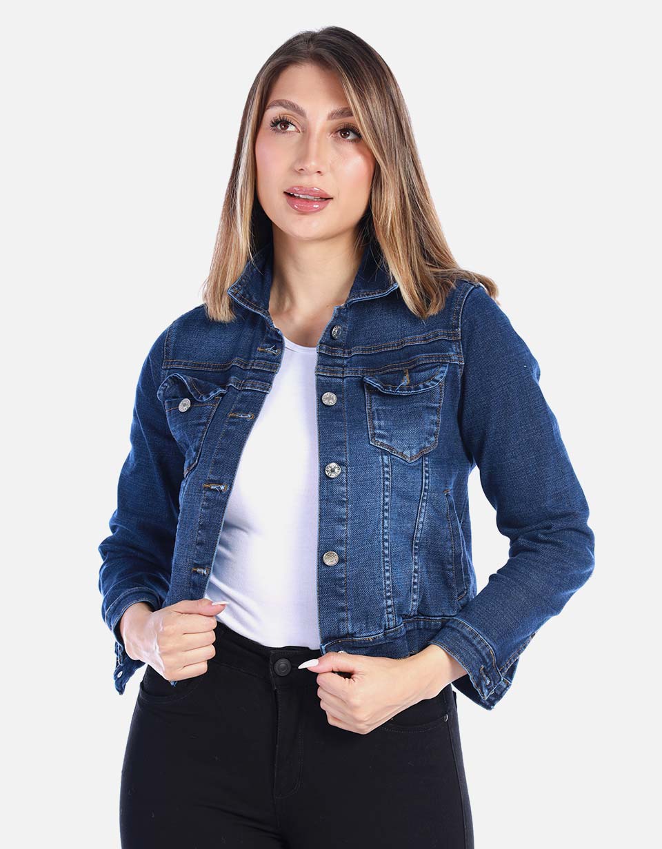 Chaqueta Jean Clásica Azul Oscuro
