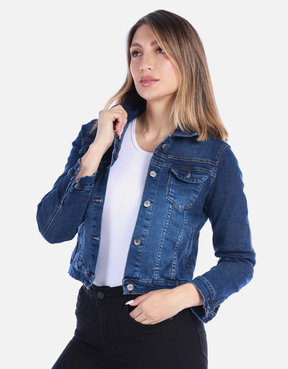 Chaqueta Jean Clásica Azul Oscuro