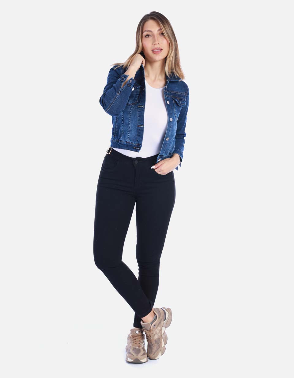 Chaqueta Jean Clásica Azul Oscuro