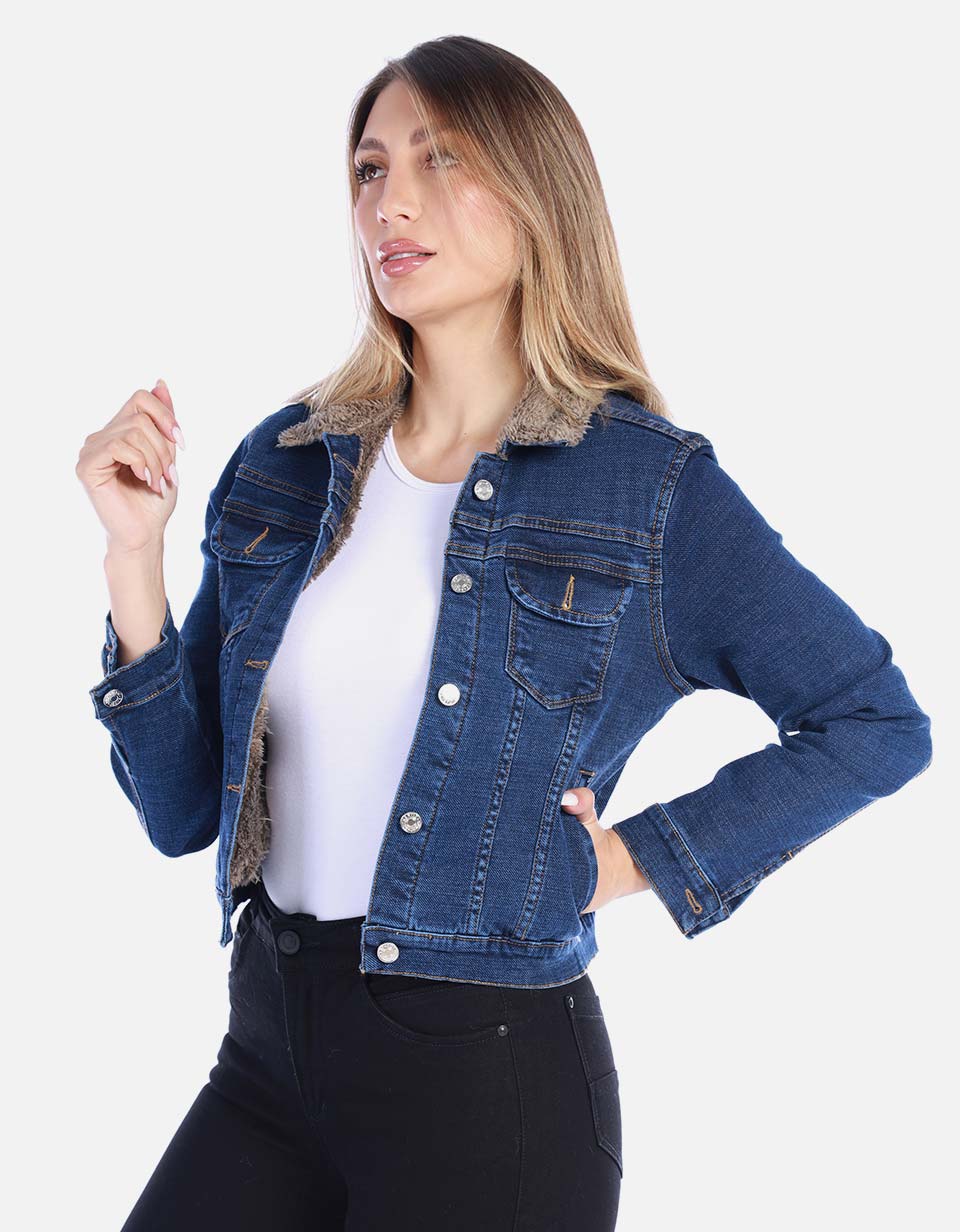 Chaqueta Jean con Cuello Ovejera