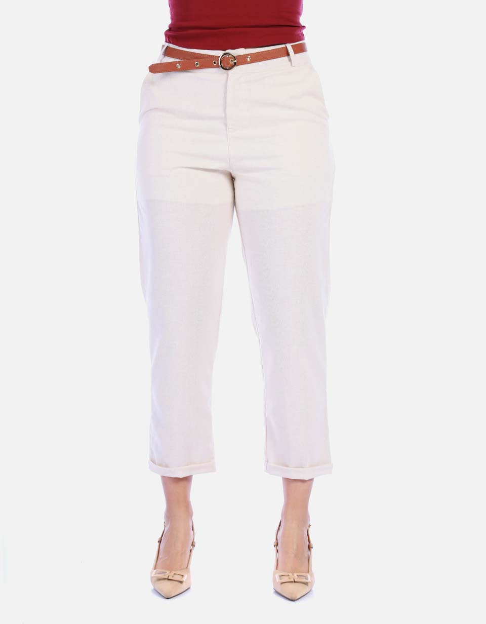 Pantalón de Lino y Rayón con Cinturón