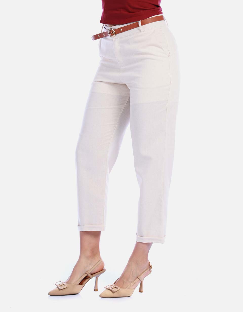 Pantalón de Lino y Rayón con Cinturón
