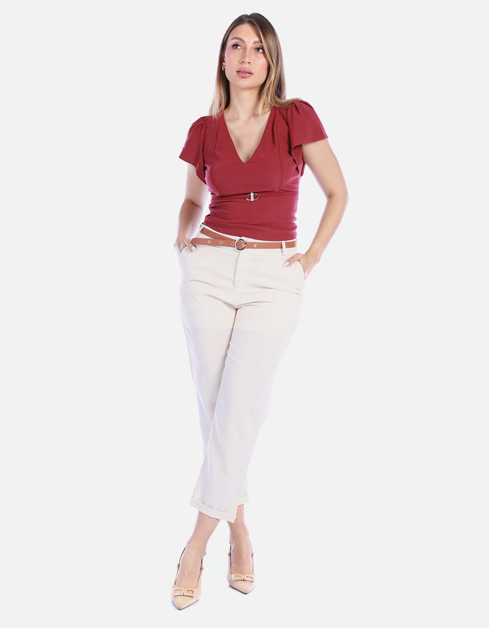 Pantalón de Lino y Rayón con Cinturón