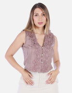Blusa Crop de Encaje Palo de Rosa