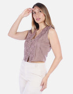 Blusa Crop de Encaje Palo de Rosa