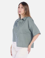 Camisa Corta Verde Oliva Manga Corta