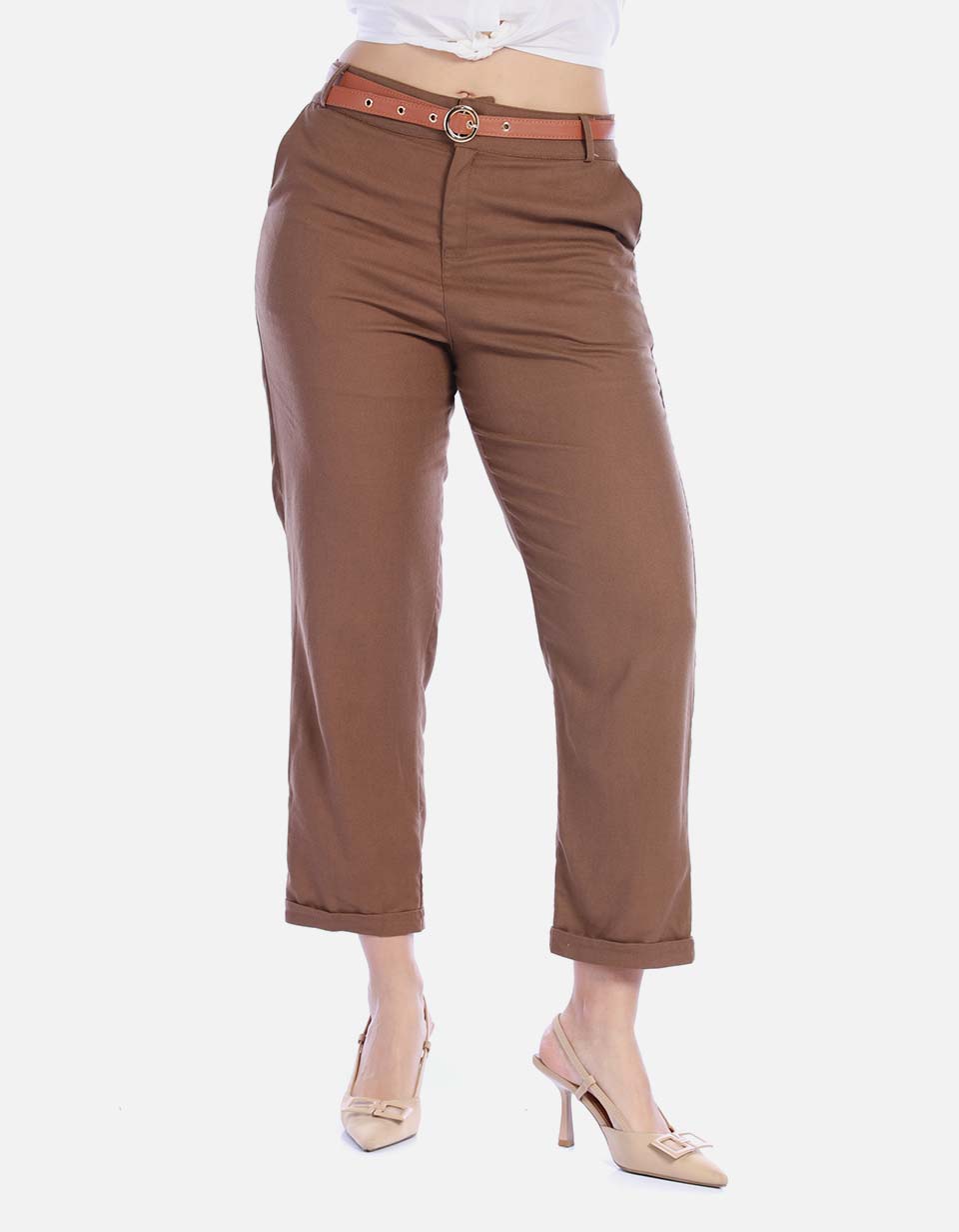 Pantalón de Lino y Rayón con Cinturón