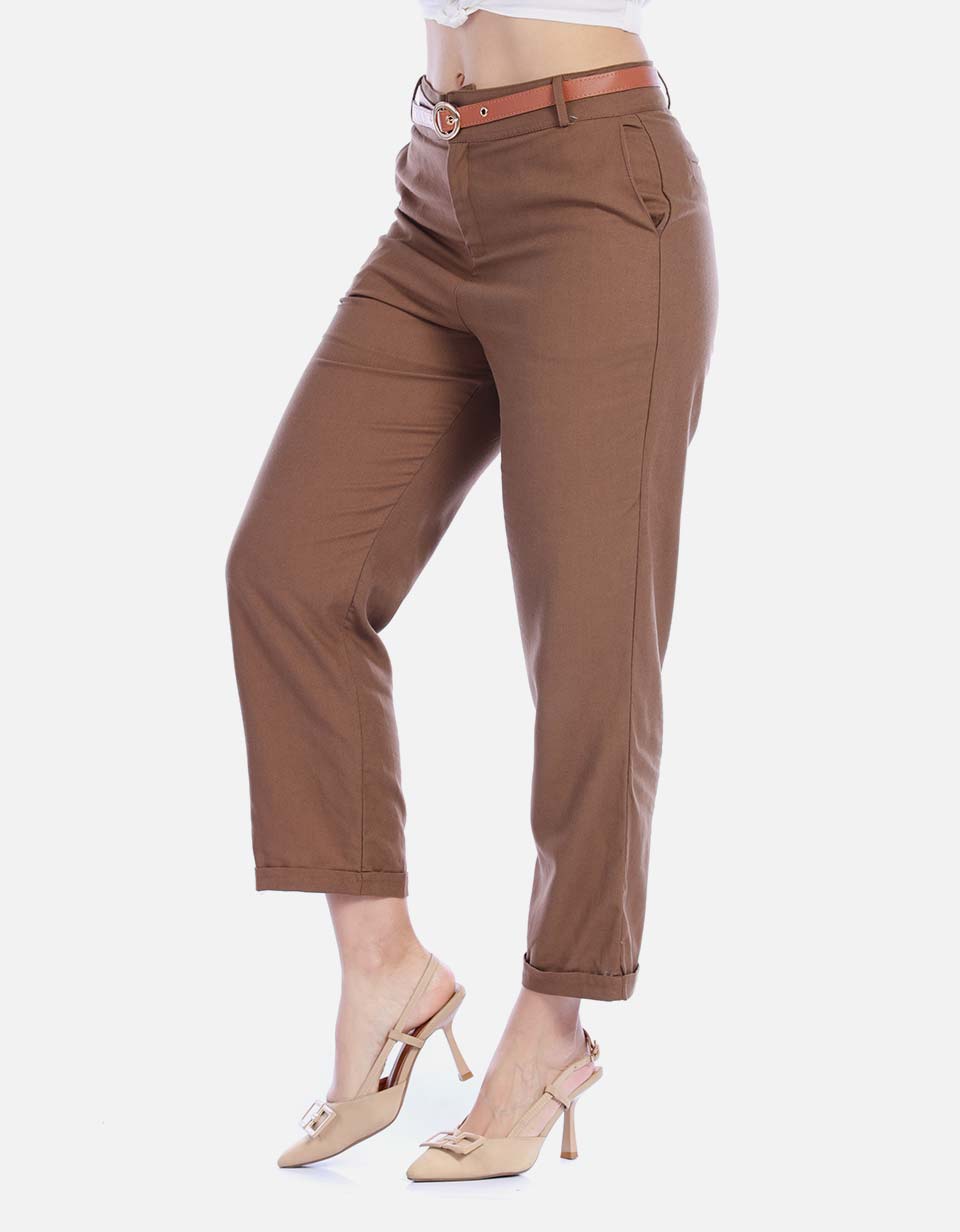Pantalón de Lino y Rayón con Cinturón