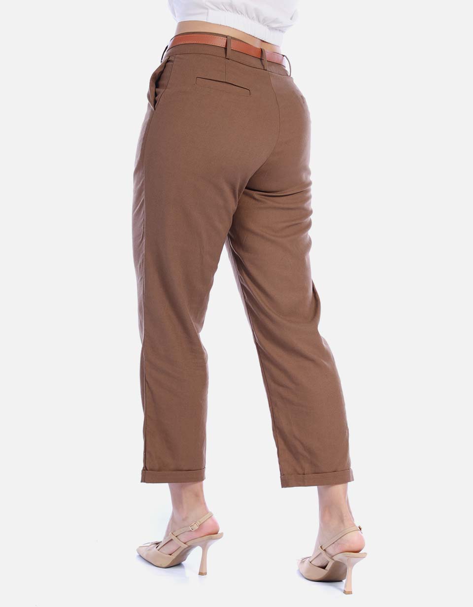 Pantalón de Lino y Rayón con Cinturón