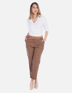 Blusa Cuello en V Blanca con Botones