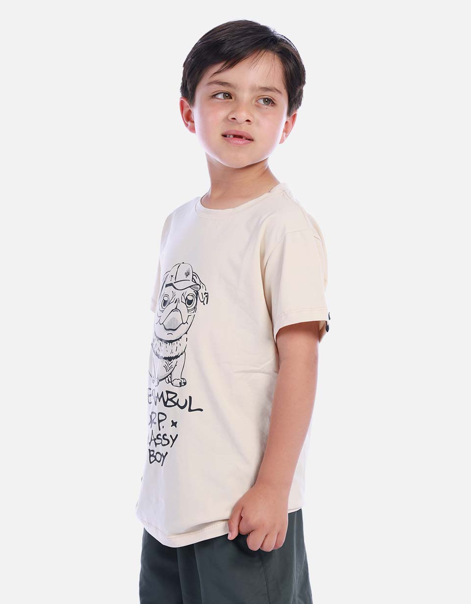 Camiseta Casual con Estampado de Buldog para Niño