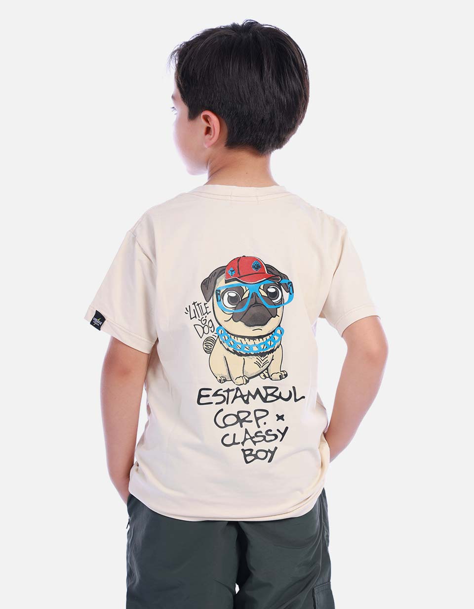 Camiseta Casual con Estampado de Buldog para Niño