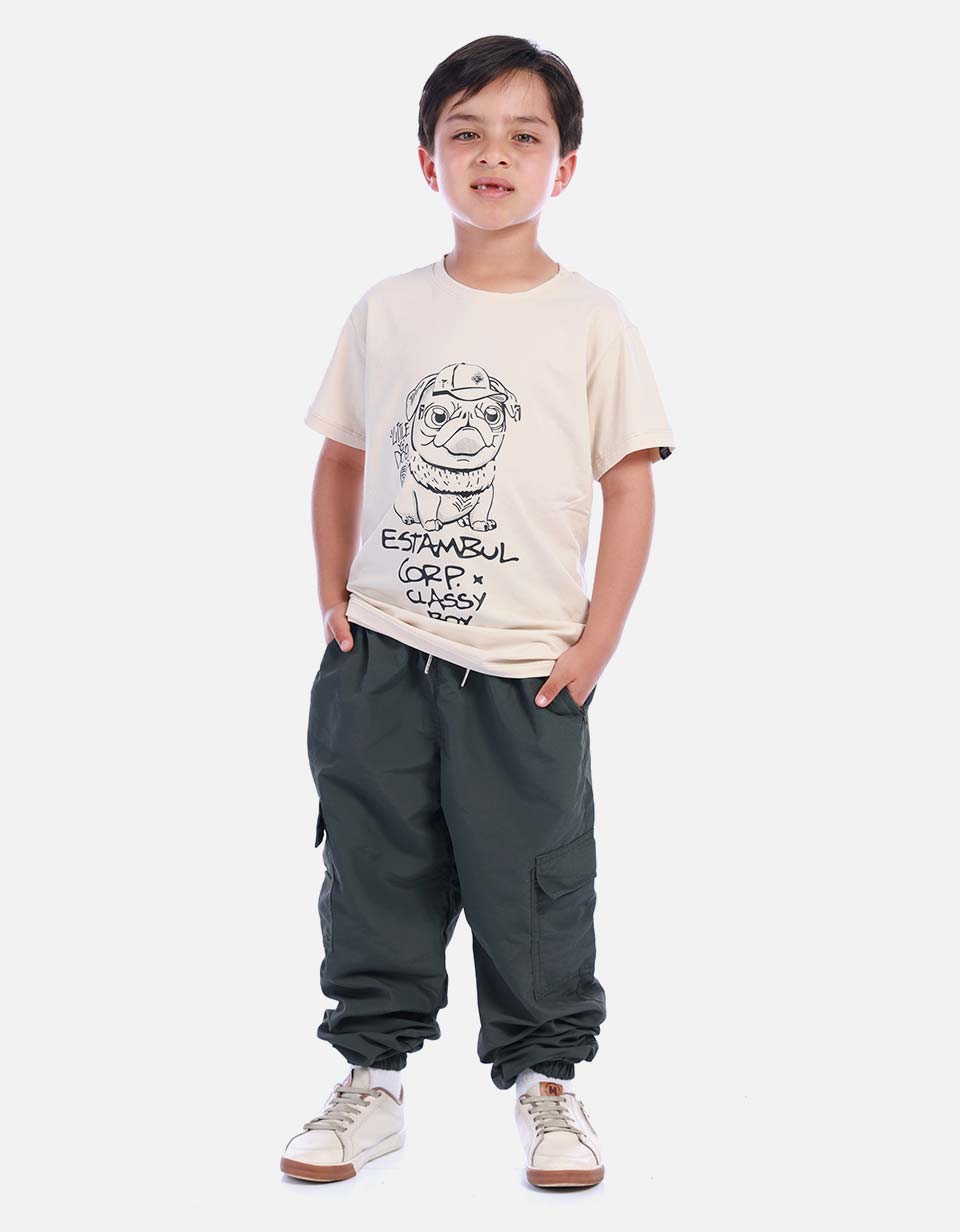 Camiseta Casual con Estampado de Buldog para Niño