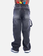 Pantalón Jean Suelto de Tono Gris Desgastado para Niño