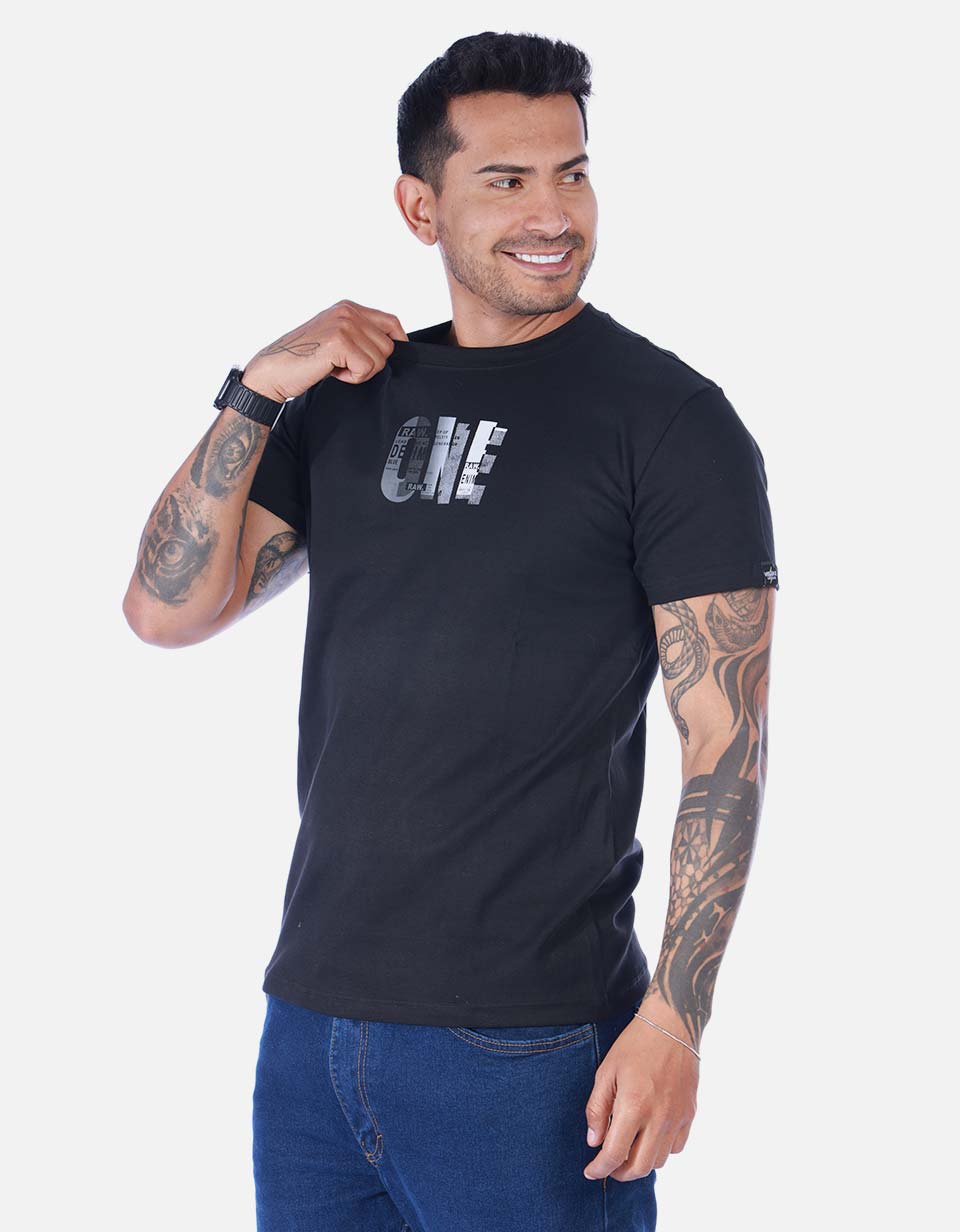 Camiseta Negra Casual con Estampado