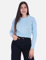 Sweater Crop Tejido Azul Cielo Mujer