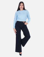 Sweater Crop Tejido Azul Cielo Mujer