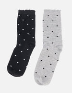 Set x2 Medias Estampadas con Corazones para Dama