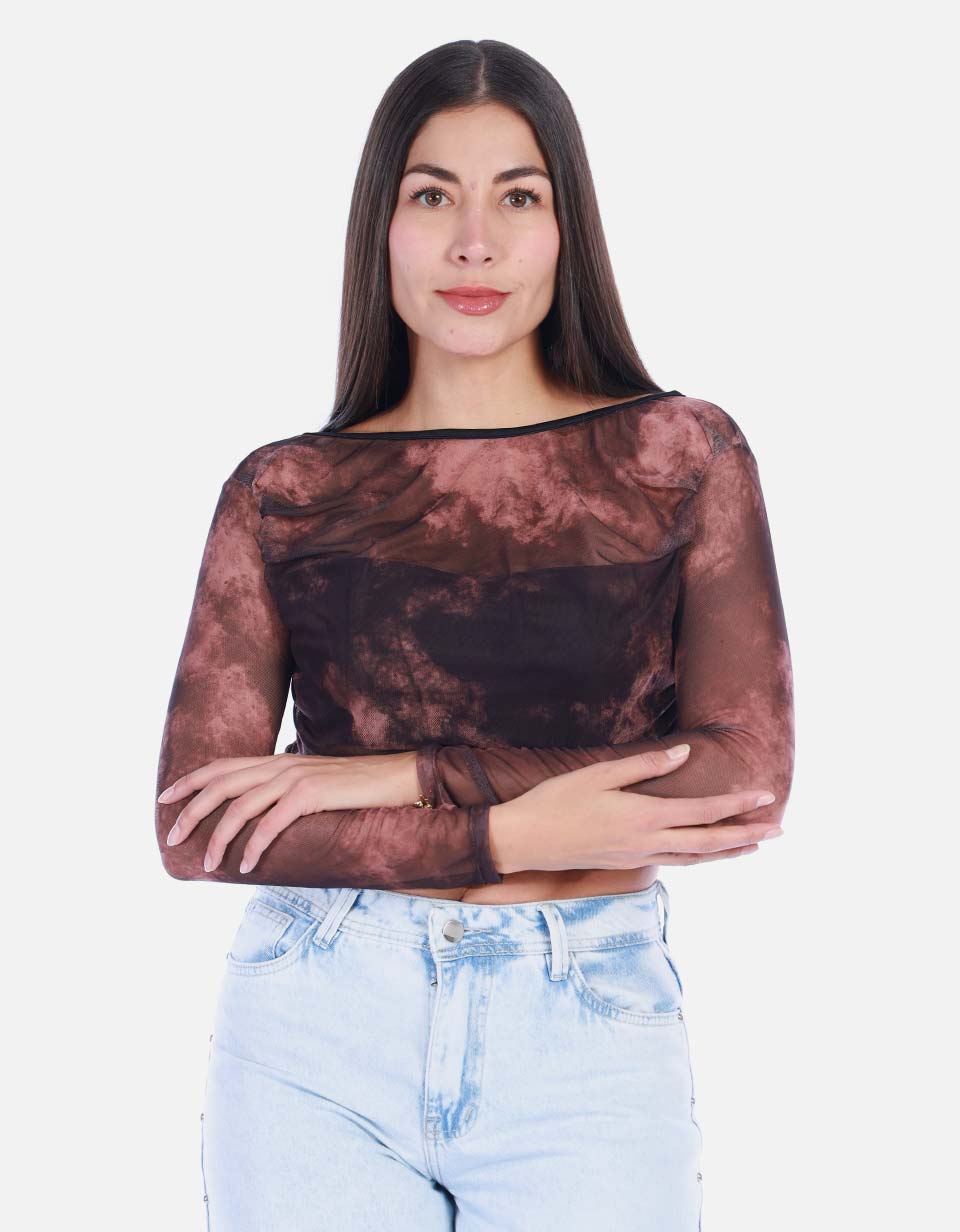 Blusa Manga Larga Tie Dye Mujer