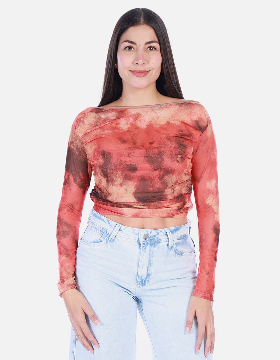 Blusa Manga Larga Tie Dye Mujer