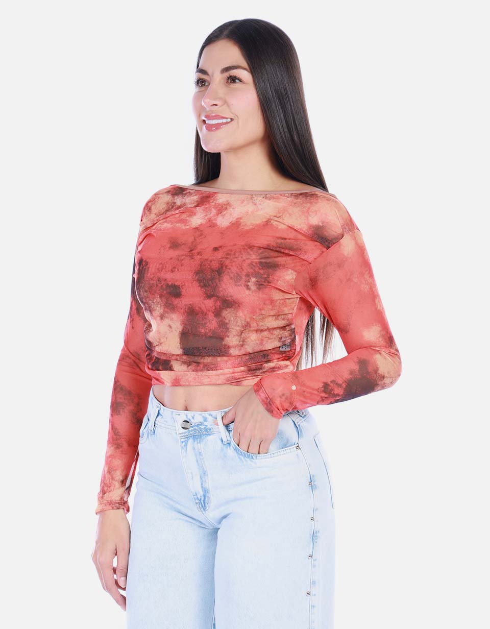 Blusa Manga Larga Tie Dye Mujer