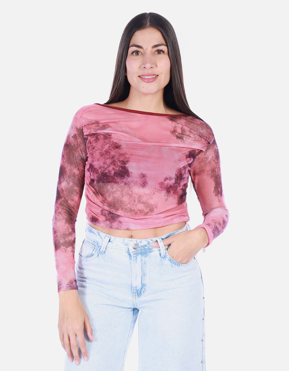 Blusa Manga Larga Tie Dye Mujer